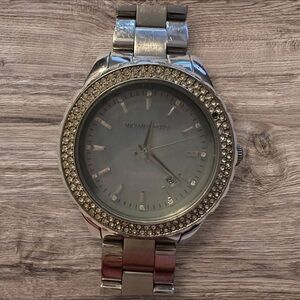 Michael Kors Silver Watch with Crystal Accents